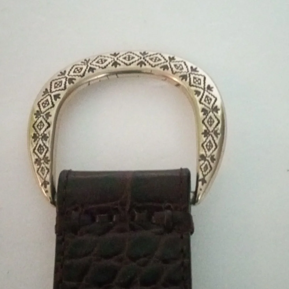 Brighton Leather Croc Belt  Front Loop Size M Brown Preowned